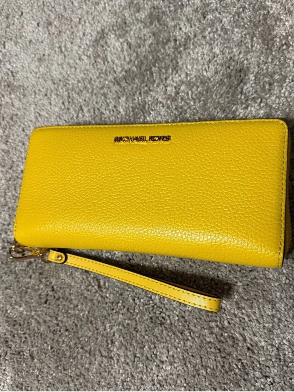 Michael Kors Bright Yellow Pebbled Leather Wristlet Wallet